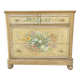 Commode en bois peint a décor de fleurs
