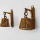 Pair of rattan and cane lantern wall lights. 1950s-60s
