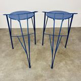 Pair of Pascal Mourgue bar stools, Lune D'Argent model, Fermob, 1980s