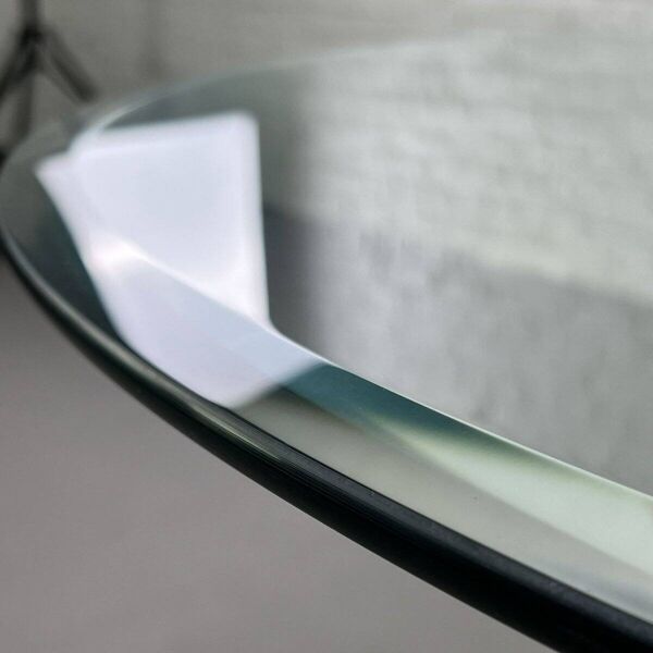 Table de Salle à Manger Ronde en Rotin Tissé et Verre Biseauté, 1970s