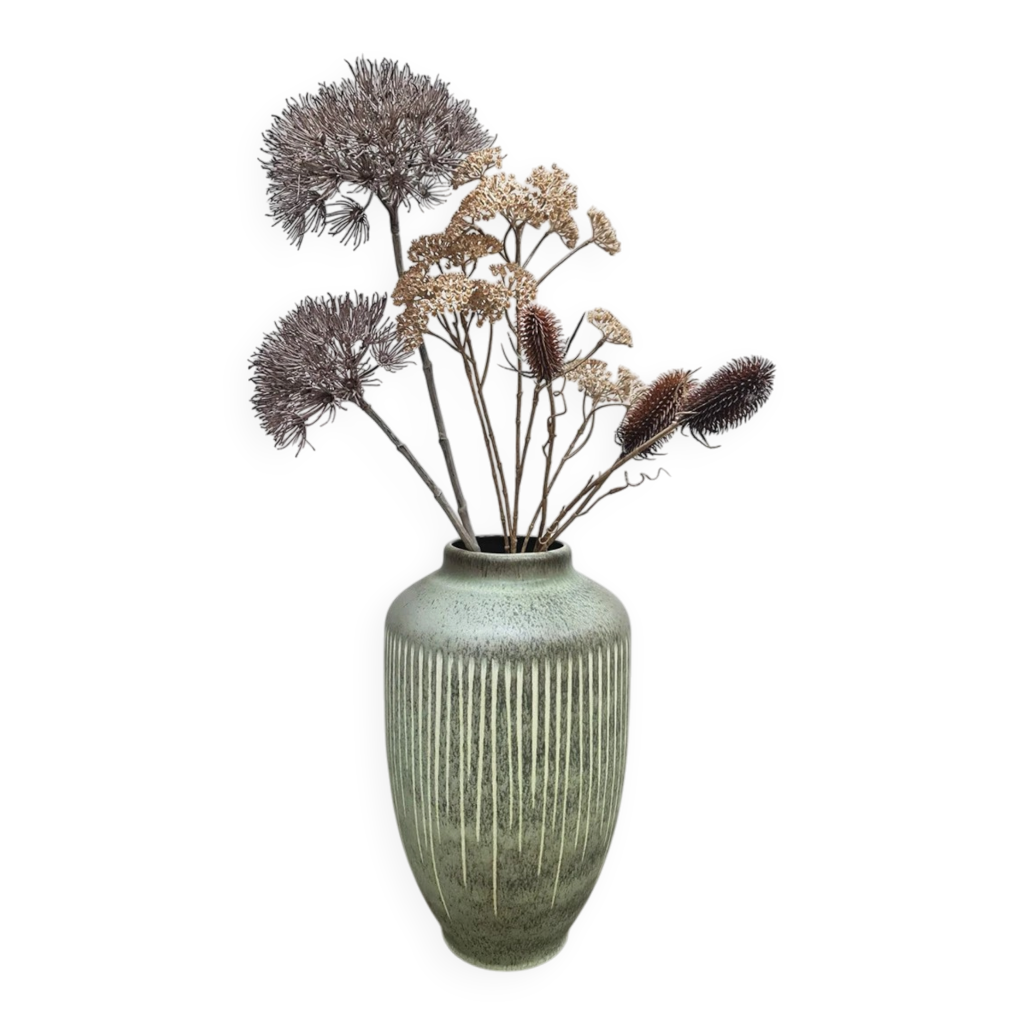 Vintage ceramic textured vase Steuler 'Nature green'