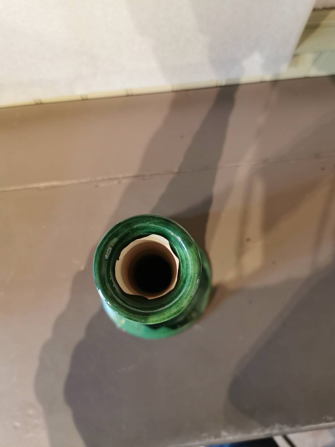 Large green ceramic candle holder Morocco