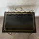 Vintage gilded metal side table, glazed ceramic trays
