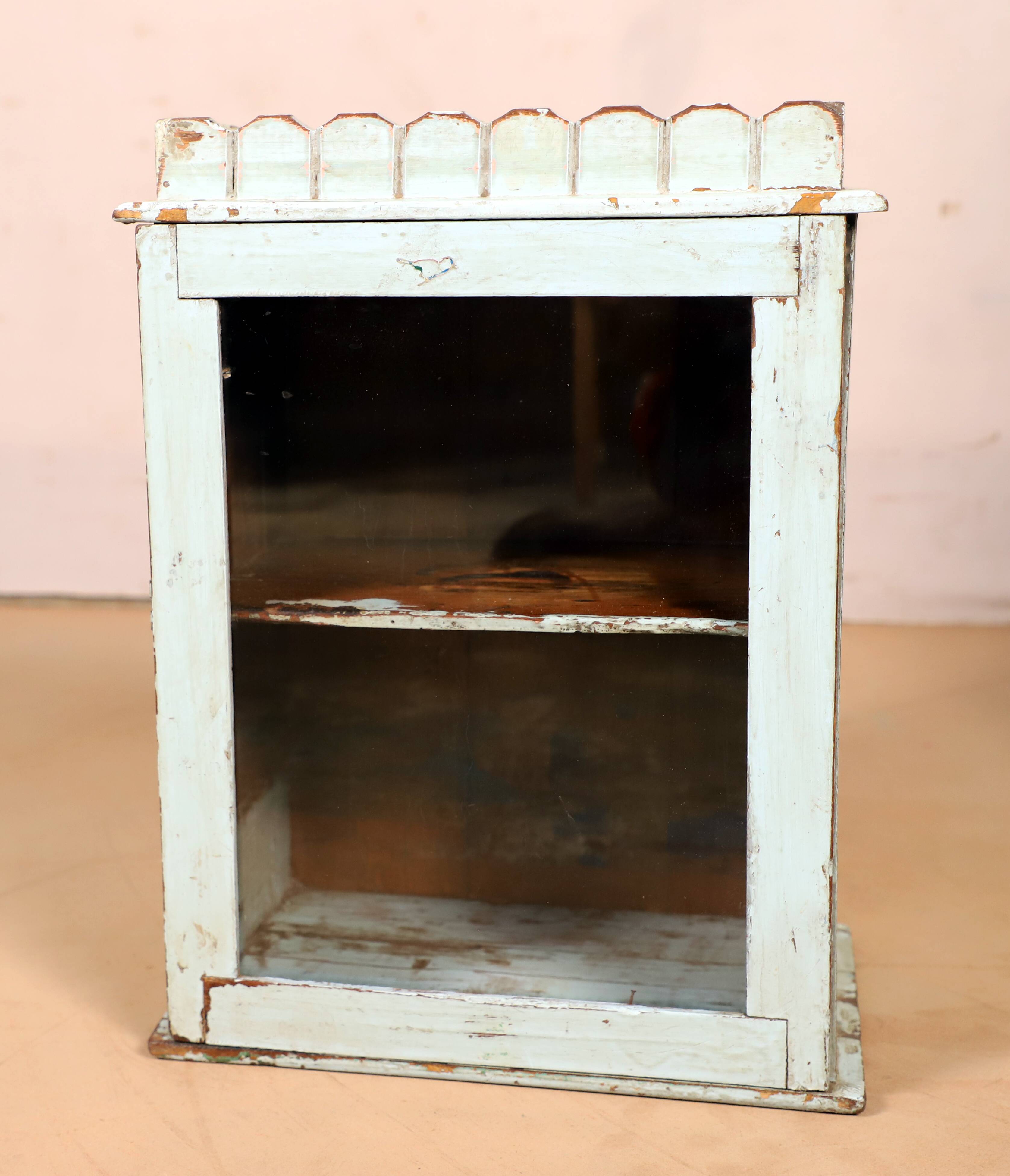 Wall display case - old art deco clock box in burmese teak