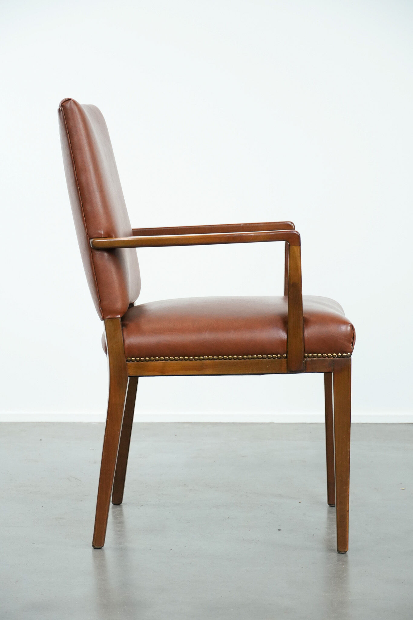 Vintage Scandinavian wooden and cowhide side/desk/chair from the 60s/70s