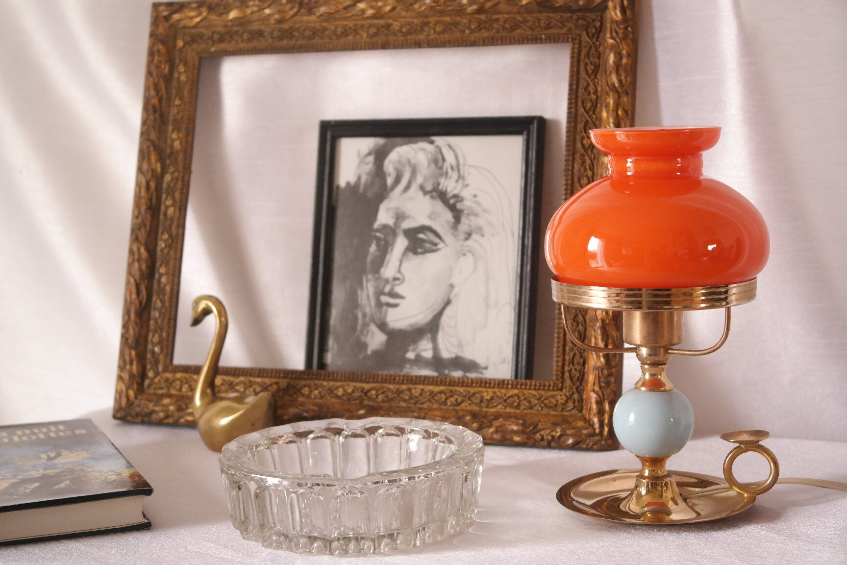 Vintage cellar rat lamp 70 opaline orange