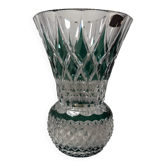 Val Saint-Lambert "Pineapple" vase in double-layered and cut green crystal. Height: