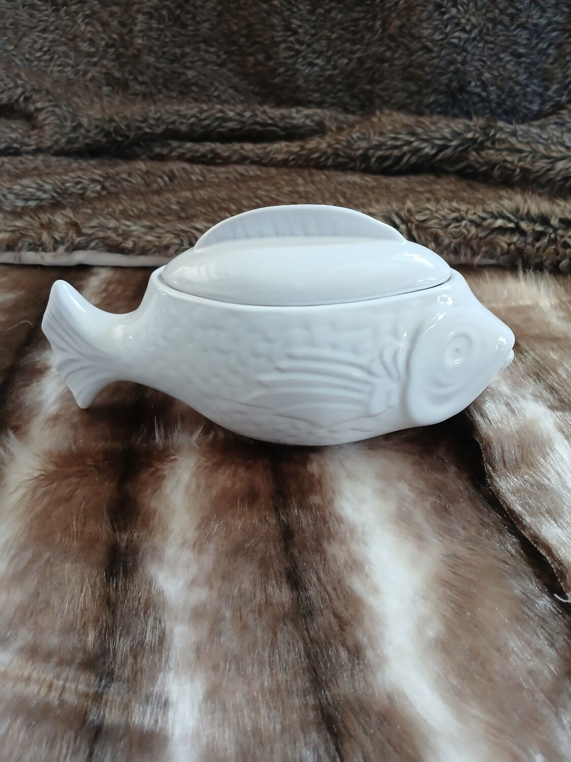 12 flat plates in earthenware/fish