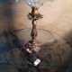 Lampe style bronze patiné et son verre opaque façon givré 22x35