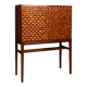 Vintage 20thc italian dry bar cabinet with 'woven' front decor on stand