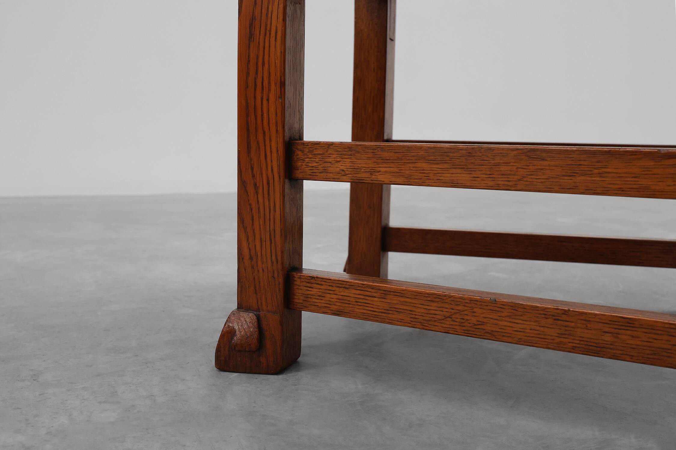 Set of 4 Early Art Deco Oak & Wicker Dining Chairs, Belgium, 1915