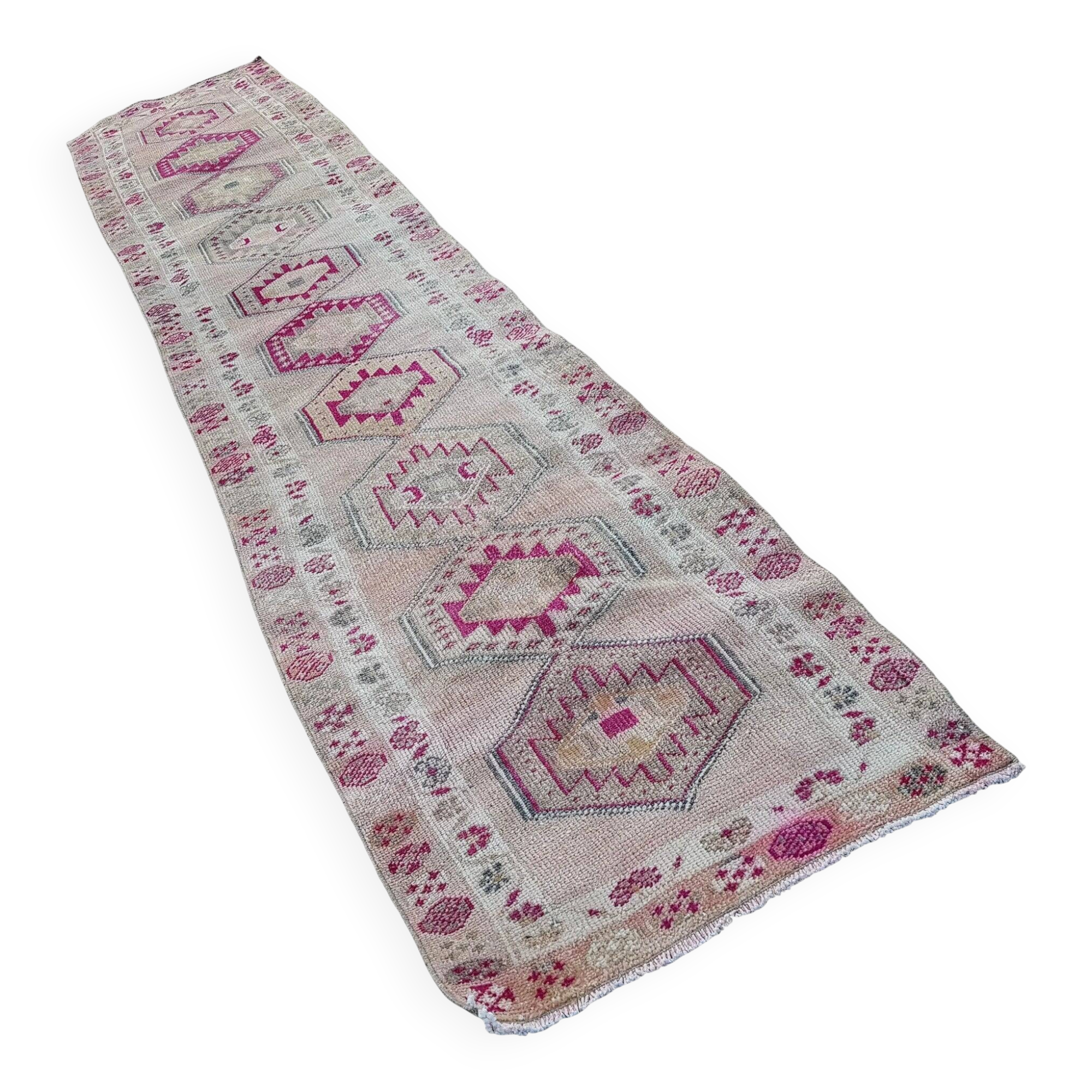 Vintage Turkish hallway rug 86x405 cm