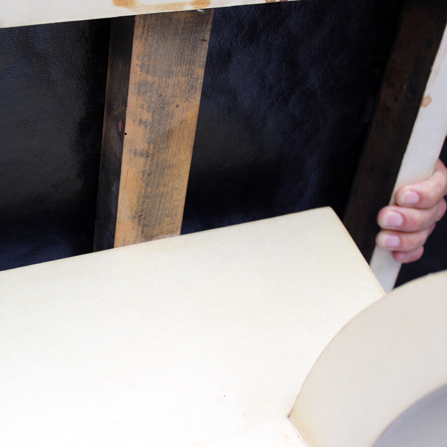 Black opaline and parchment coffee table