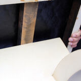 Table basse en opaline noire et parchemin