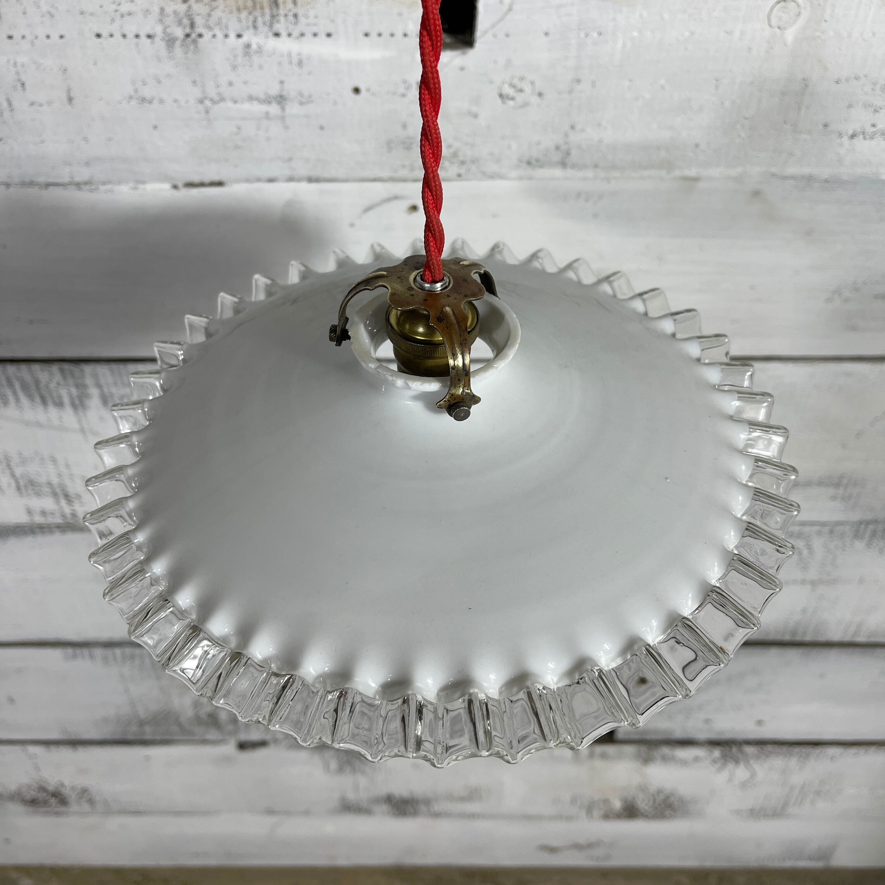 Opaline suspension pleated red cord