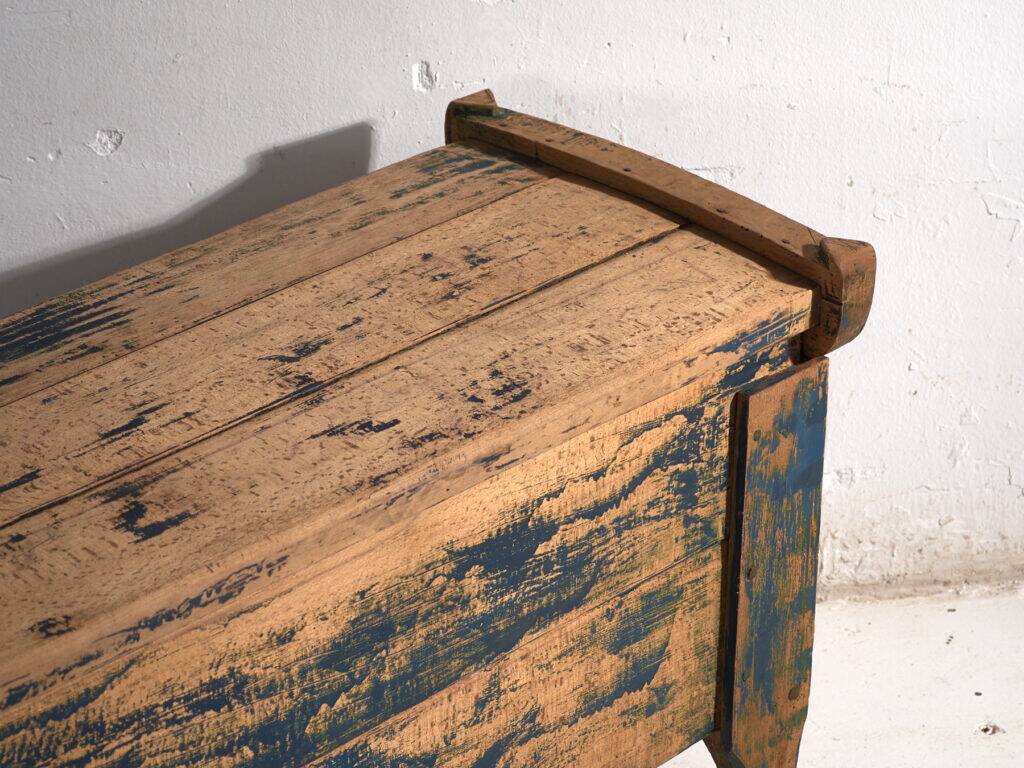 Antique chest painted blue made of pine – Central Europe, circa 1870