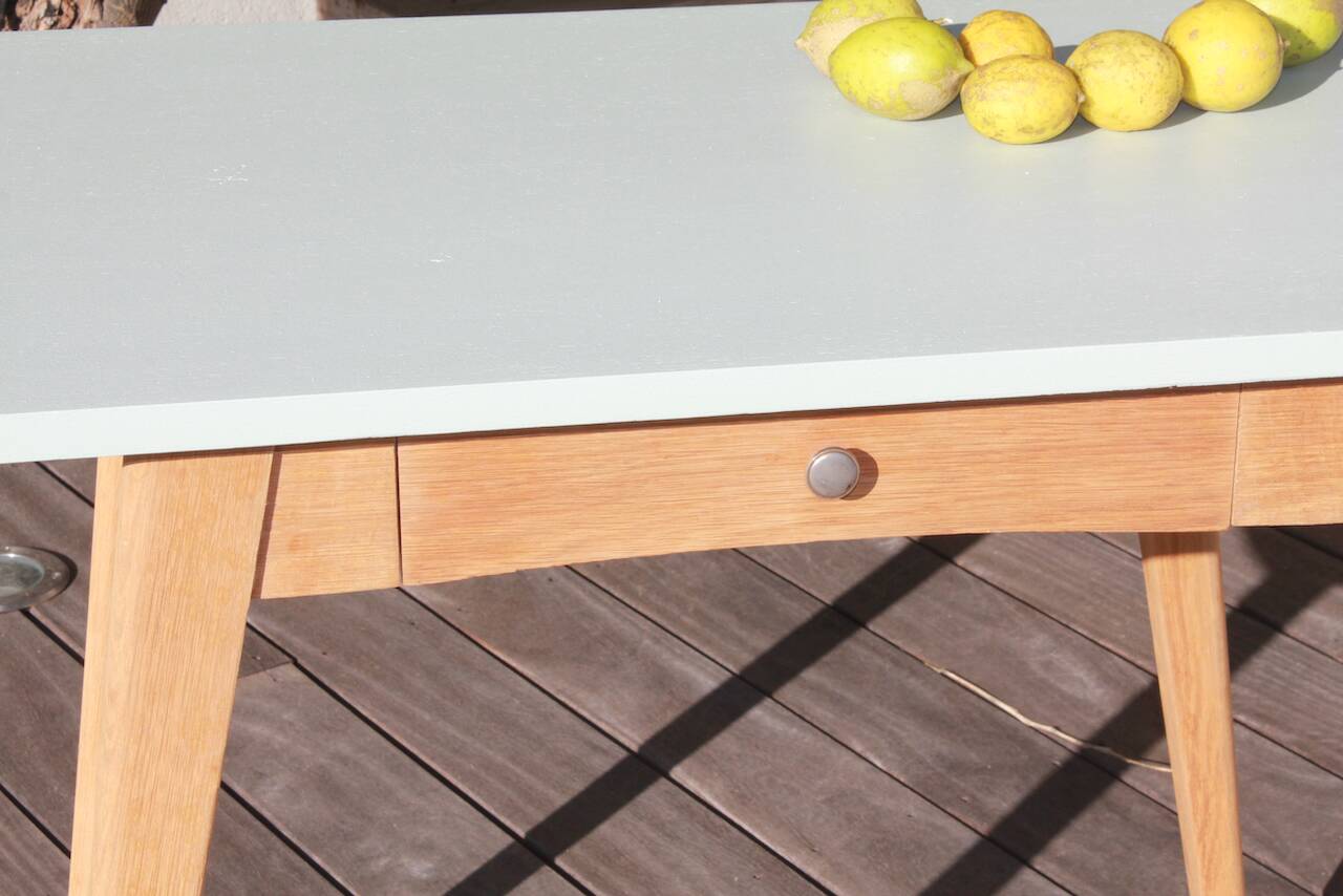 Vintage desk table with compass legs