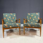 Pair of lounge armchairs mid century modern upholstered 1960s Czechoslovaki