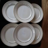 Ensemble de 6 assiettes plates en porcelaine Frise dorée