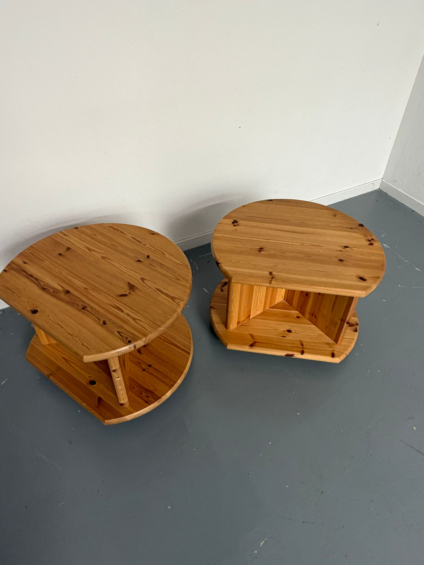 Side table, end table X2, solid pine, 1970s design.