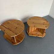 Table d’appoint bout de canapé X2 pin massif design années 70