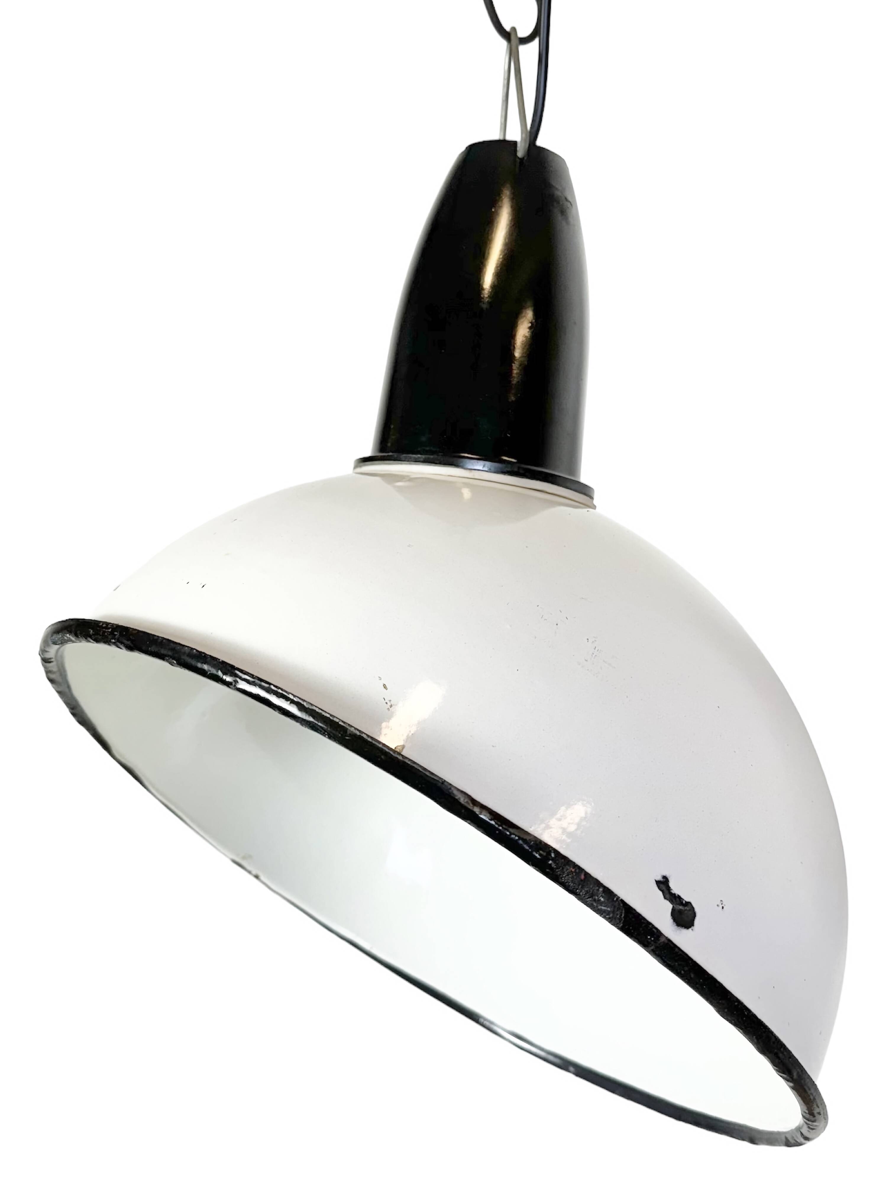 Industrial Soviet White Enamel Pendant Lamp, 1960s