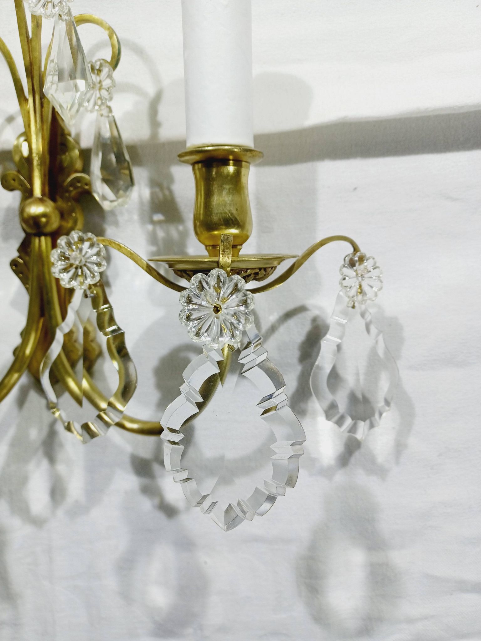 2-light bronze and crystal wall lamp