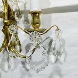 2-light bronze and crystal wall lamp