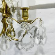 2-light bronze and crystal wall lamp