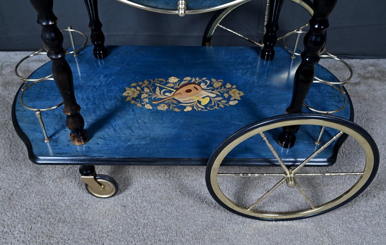 Service trolley in marquetry from Sorente, Italy – 1960