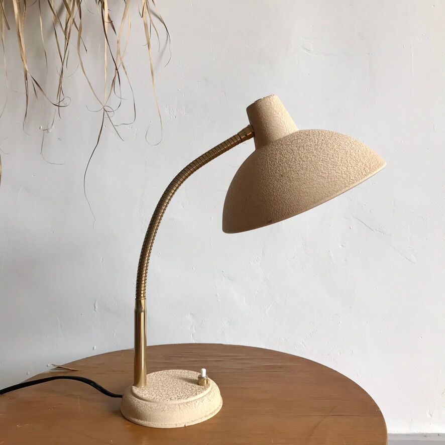 Vintage beige metal desk lamp