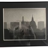 Rosine nusimovici, rooftops of paris from beaubourg, 1978. silver print