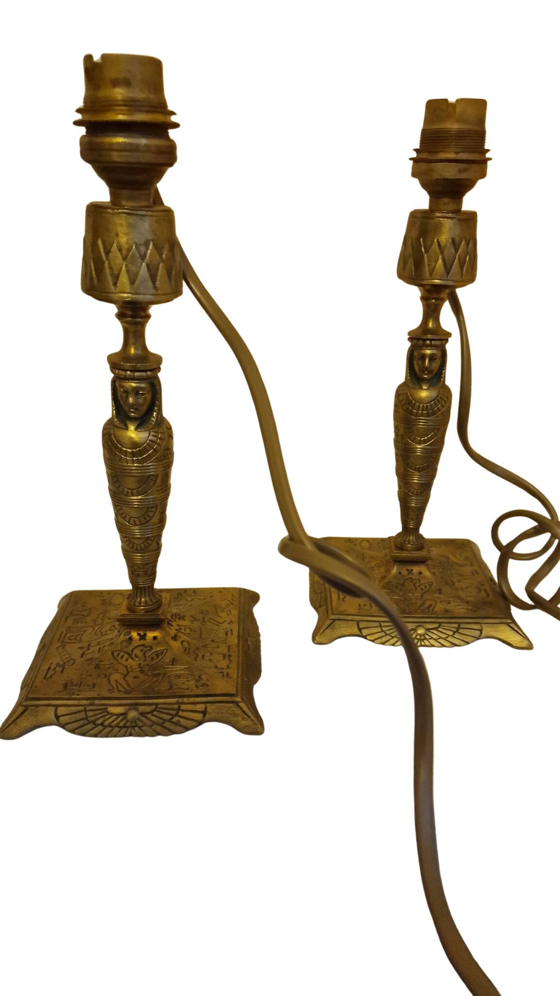 Paire de lampes vintage style Égyptien en laiton – Design pharaon,