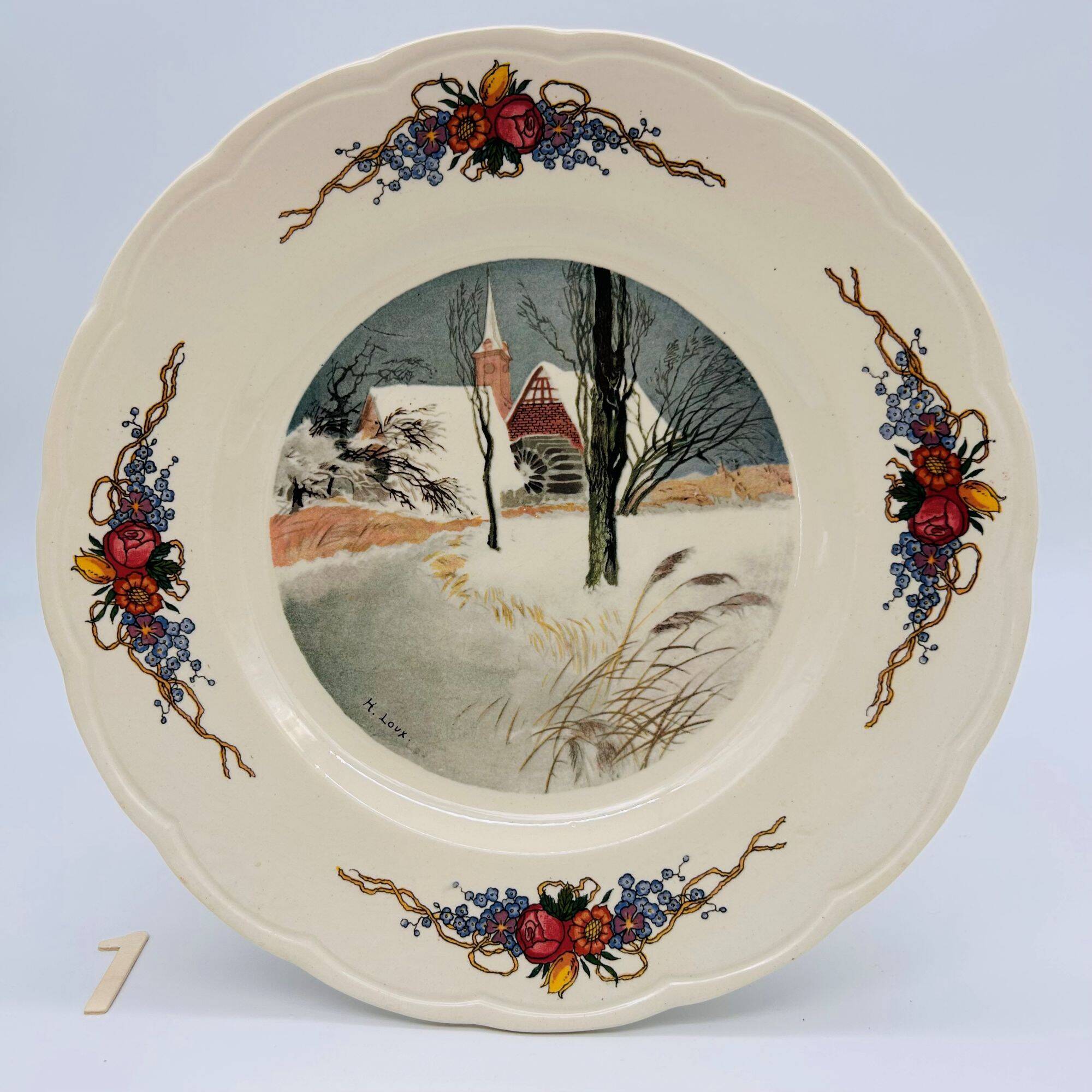 6 flat plates "Obernai" from the Sarreguemines pottery.