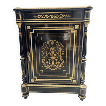 Napoleon III furniture has a black wooden door and brass marquetry 19th century