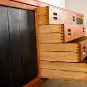 XL Danish sideboard in teak, oak and leatherette, 280 cm, by Nana Ditzel 1960.