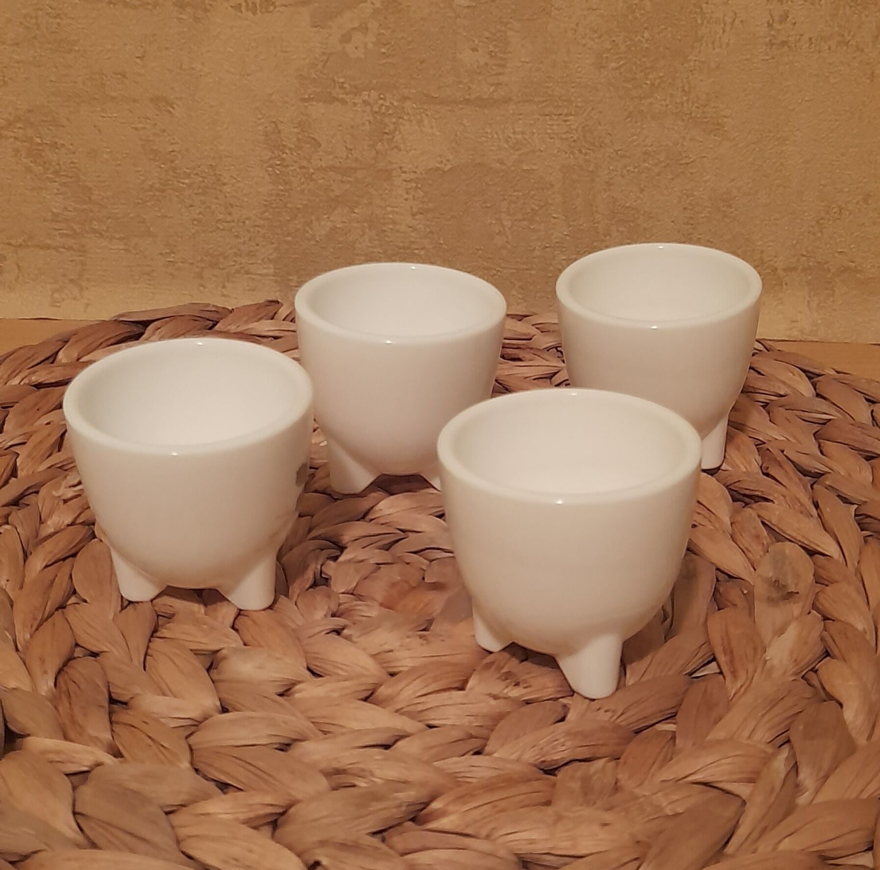 4 coquetiers décor floral, Arcopal, années 70s