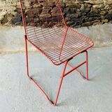 4 red design chairs