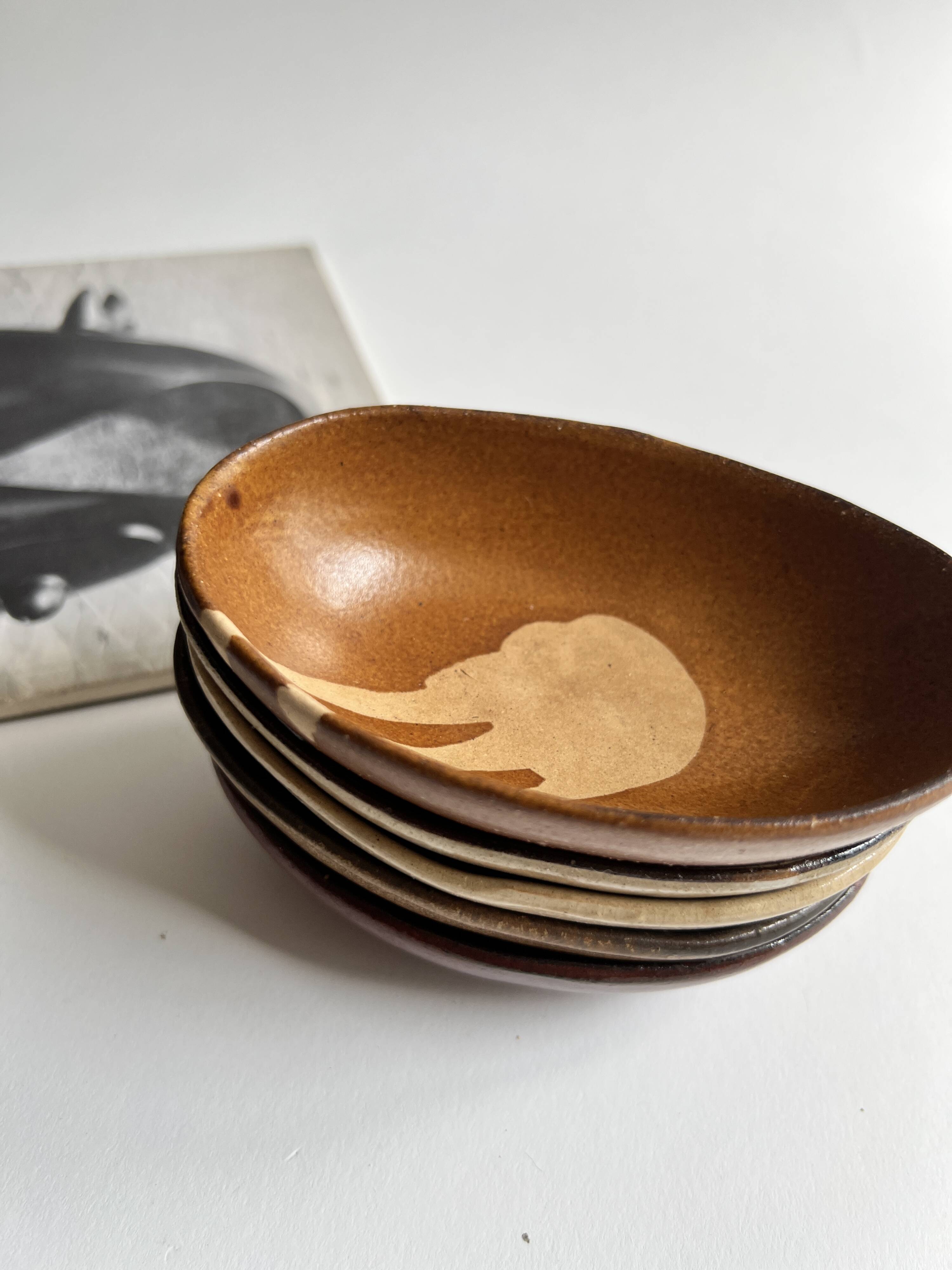 Set of 5 Japanese ceramic breakfast bowls