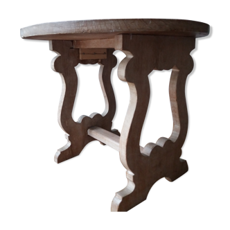 Table d'appoint en bois clair cerusé à pietement violonné