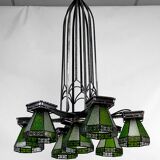 Important wrought iron chandelier, Art Deco Gothic, France, Circa 1920