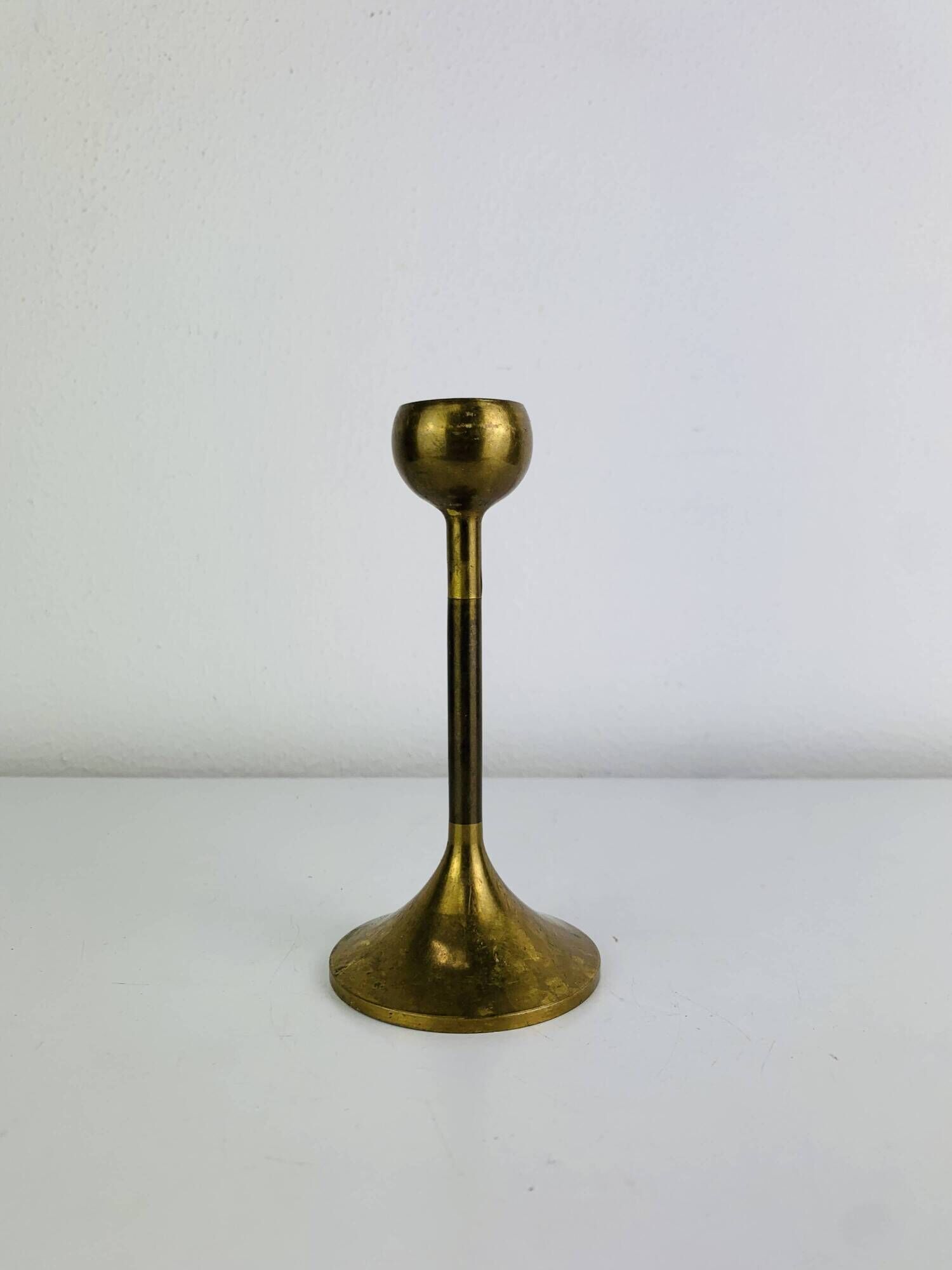 Scandinavian brass candlestick, 1960s, vintage