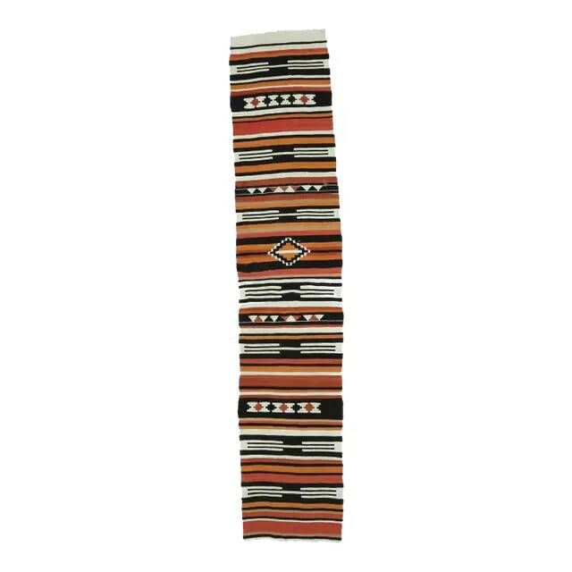 Vintage Turkish Oushak handmade wool cotton orange kilim runner rug 60x295