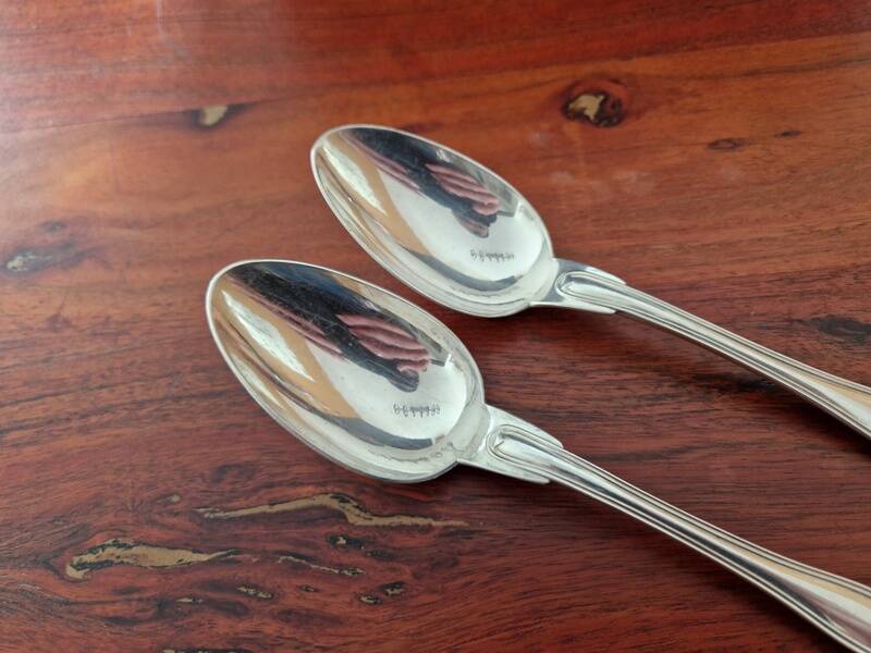 Christofle - Set of 2 table spoons, Chinon violin model, in silver-plated metal