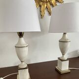 Pair of Art Deco marble and brass lamps