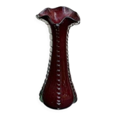 Vase en céramique émaillée verte et jaune, motif vintage et design  1950/60