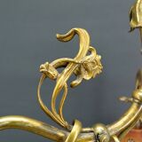 Art nouveau chandelier in gilt bronze, france, circa 1890