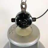 Large Grey Enamel Industrial Factory Lamp from Elektrosvit, 1960s