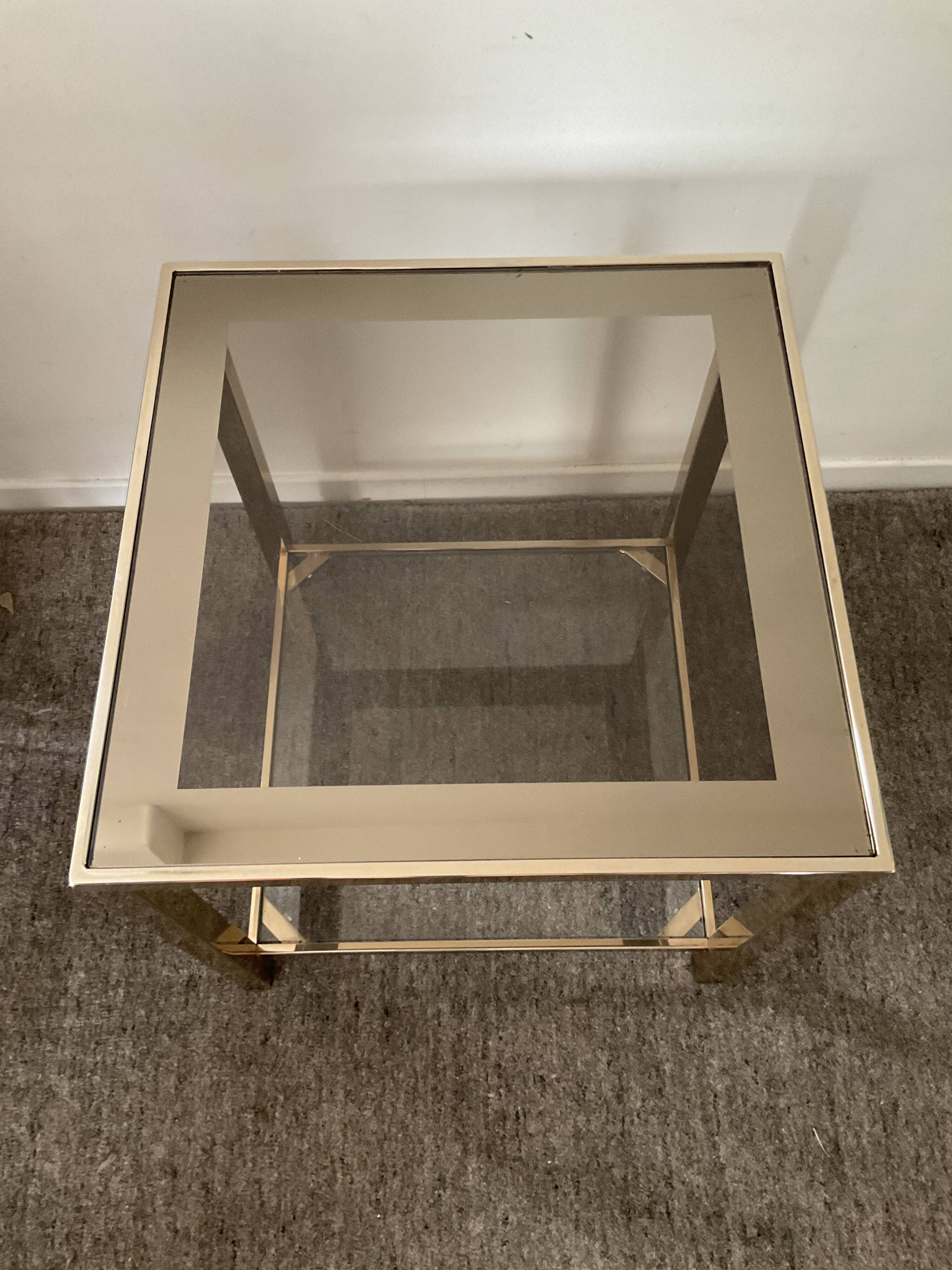 Belgo Chrom coffee table from the 70s in gold-plated brass
