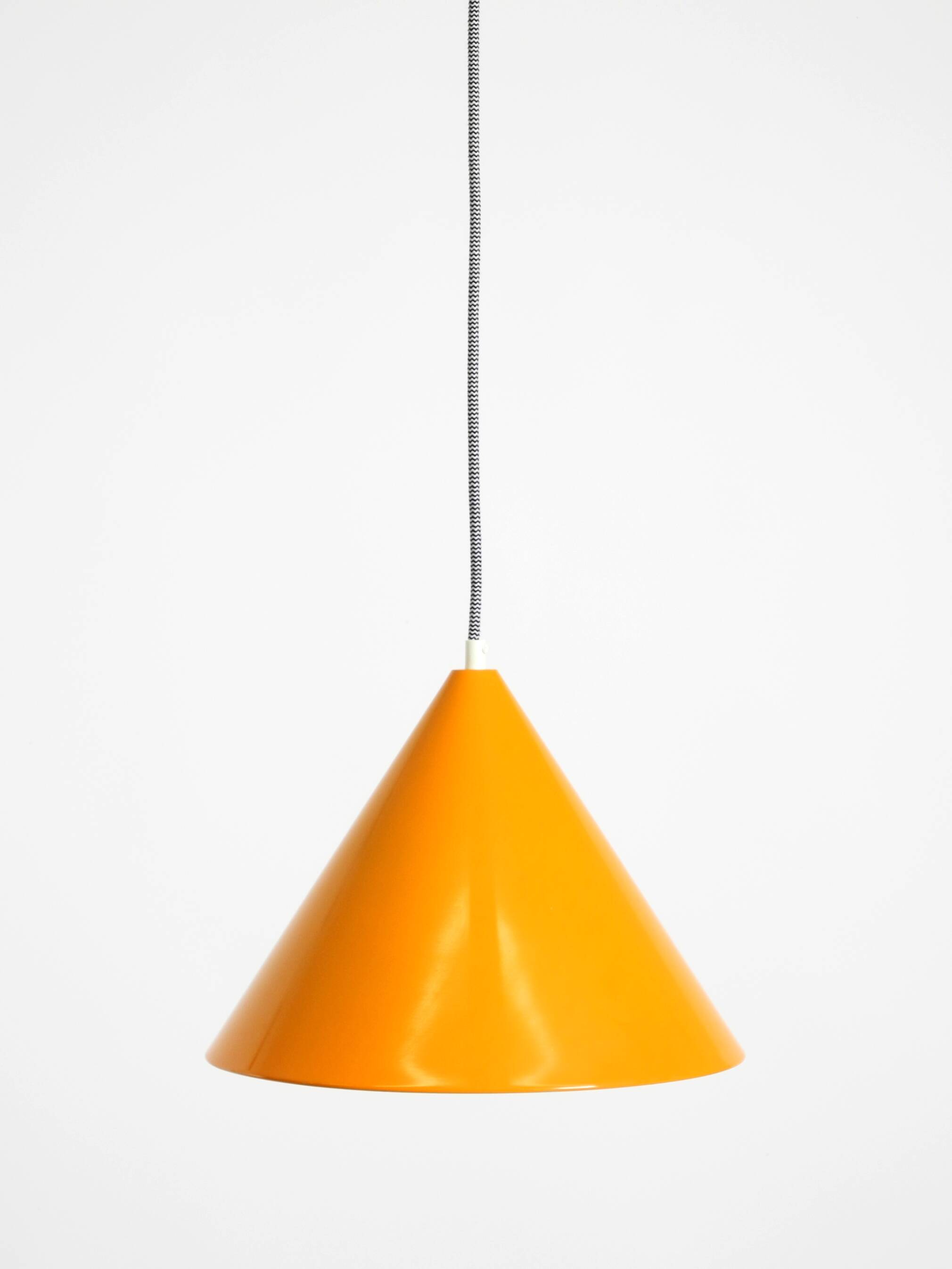Original 1970s orange metal pendant lamp by Louis Poulsen model Billiard
